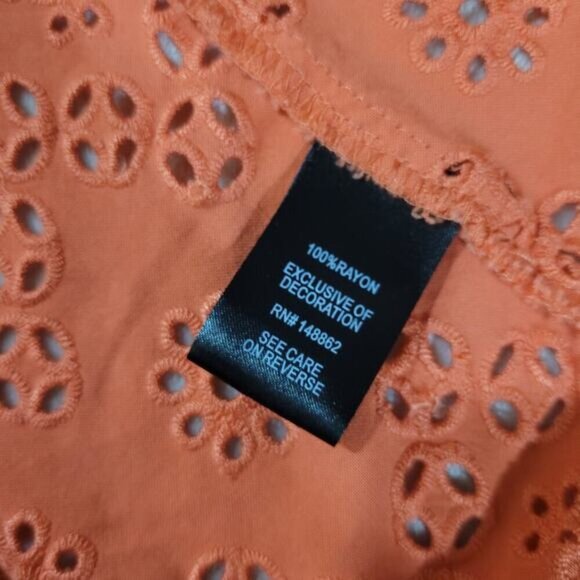 Torrid Coral Eyelet Ruffle Tie Front‎ Tank Top - Size 4X - Picture 7 of 10